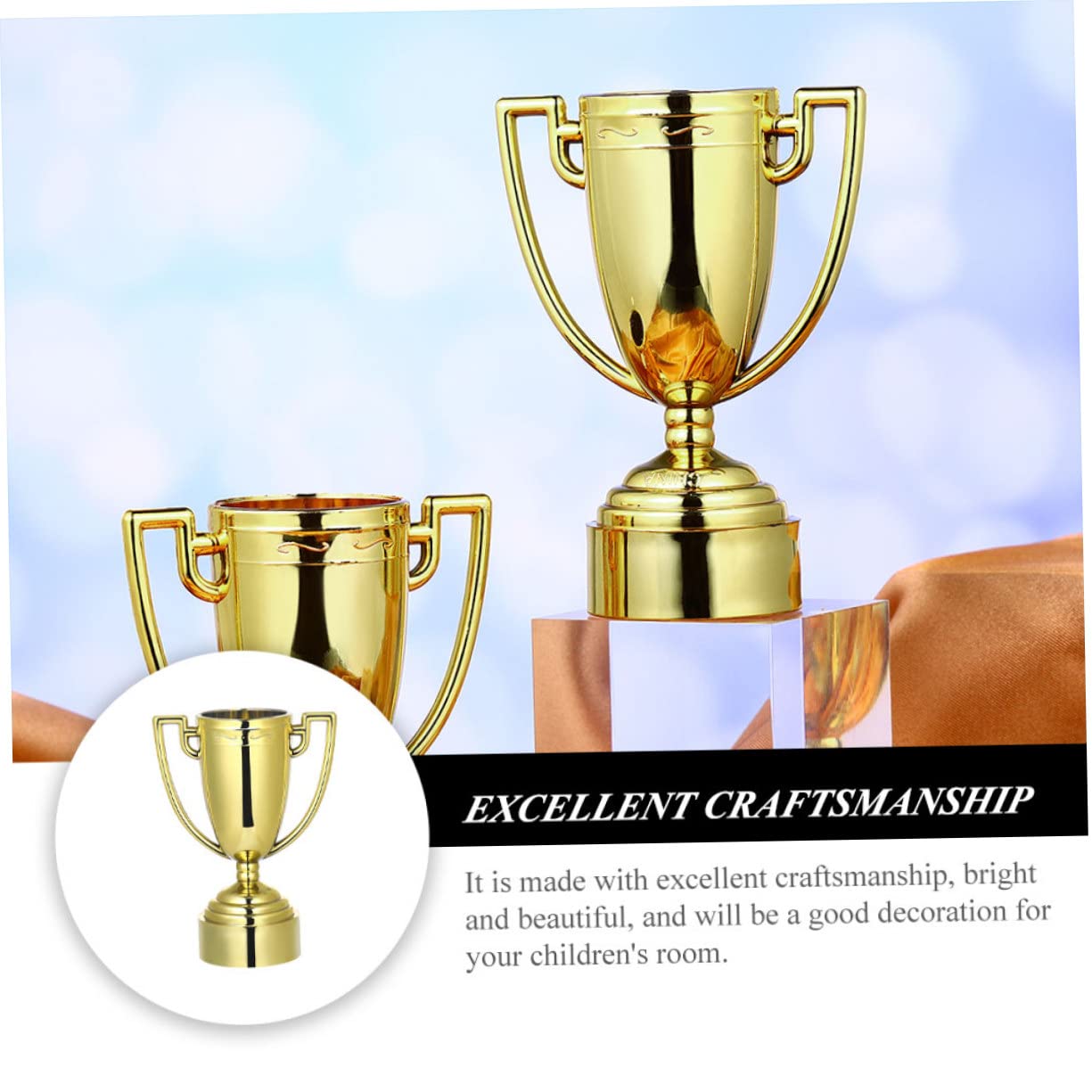 Toddmomy 20-Piece Golden Plastic Trophy Toy Set for Kids - Perfect for Award Ceremonies, Classroom Rewards & Birthday Party Favors