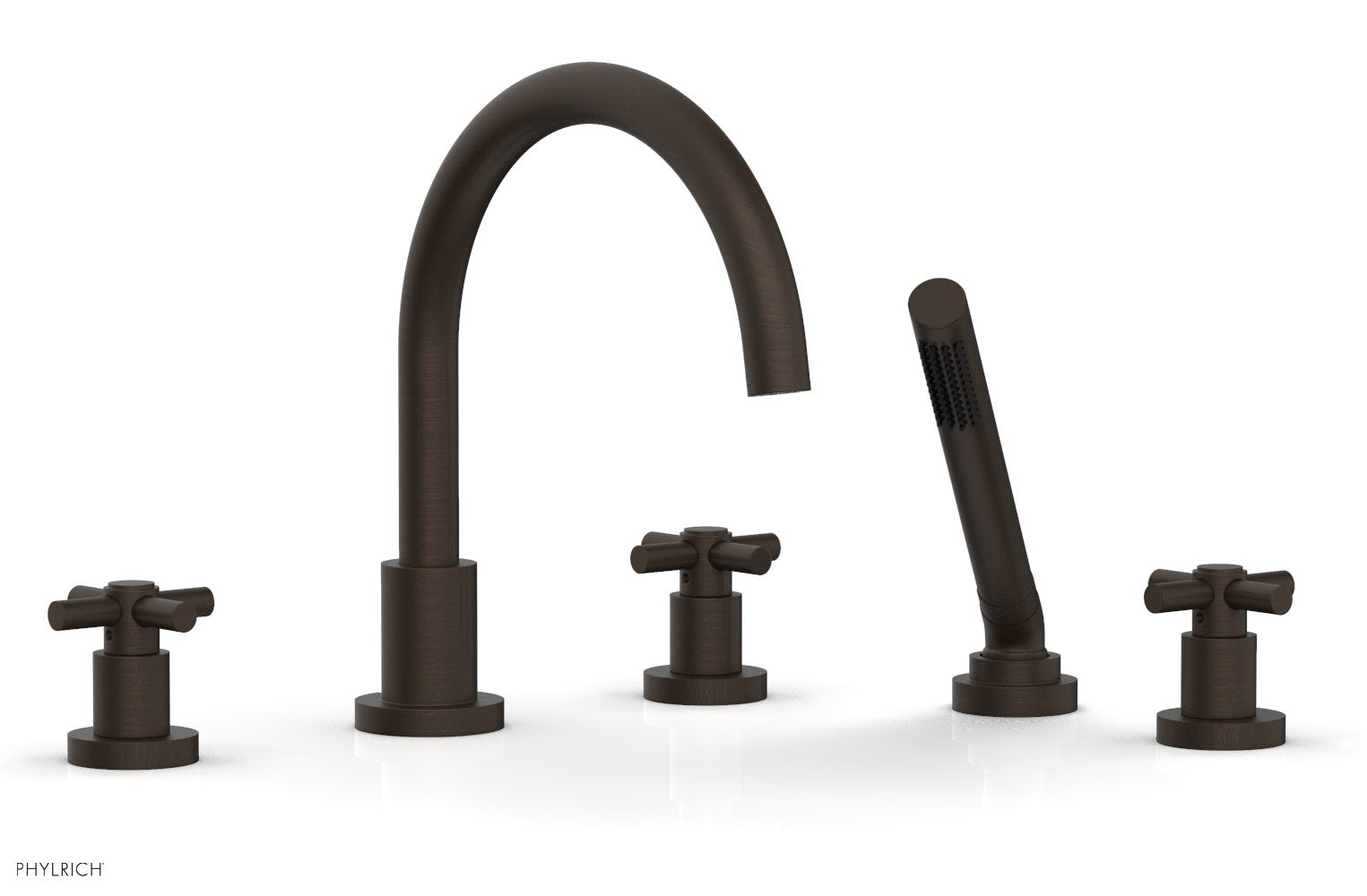 Premium BASIC Deck Tub Set with Hand Shower - Tubular Cross Handles D2134C1 | Modern Bathroom Faucet for Sink, Bathtub & Shower Installation | Perfect for Home Renovation & Spa-Like Experience