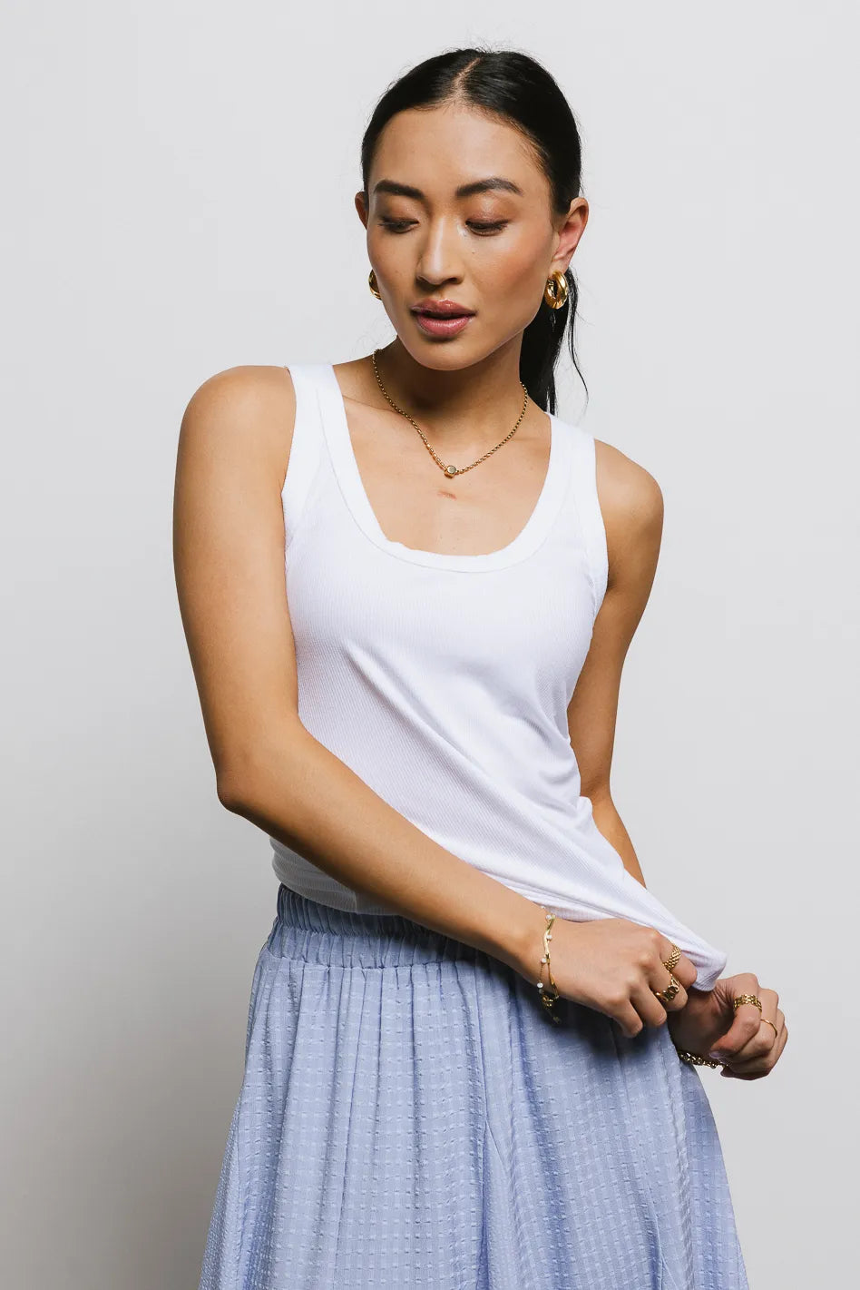 Olivia Ribbed Tank Top for Women - Off White | Soft Stretchy Fit | Casual & Layering Essential | Perfect for Summer Outfits, Beachwear & Everyday Comfort