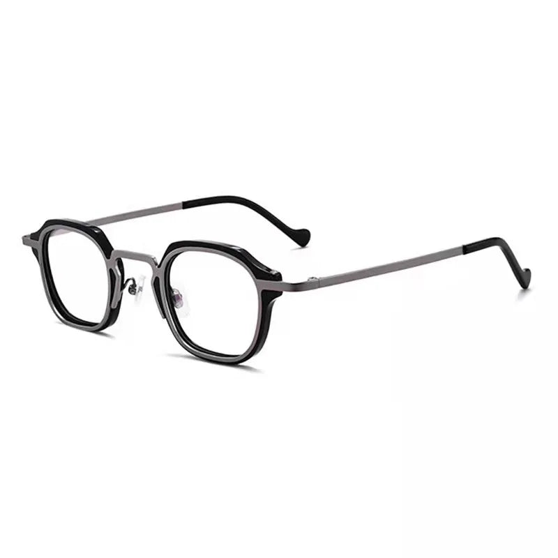 Aimee Unisex Full Rim Flat Top Square Acetate Titanium Eyeglasses 84502 - Stylish & Durable Eyewear for Men & Women - Perfect for Work, Reading & Fashion Accessories