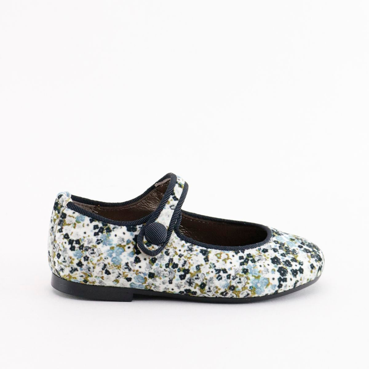 Ivory and Blue Floral Velvet Mary Jane Shoes for Women - Elegant Comfort & Vintage Style - Perfect for Weddings, Parties & Special Occasions
