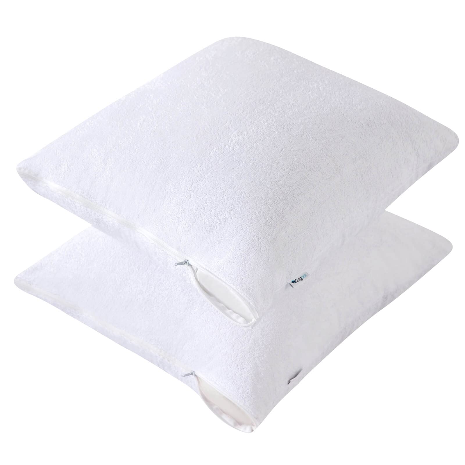 Waterproof & Hypoallergenic 20x20 Inch Pillow Protectors with Zipper - Pack of 2 Soft Bamboo Viscose Terry Pillow Covers for Bed, Sofa & Travel - Dust Mite & Allergy Protection for Better Sleep