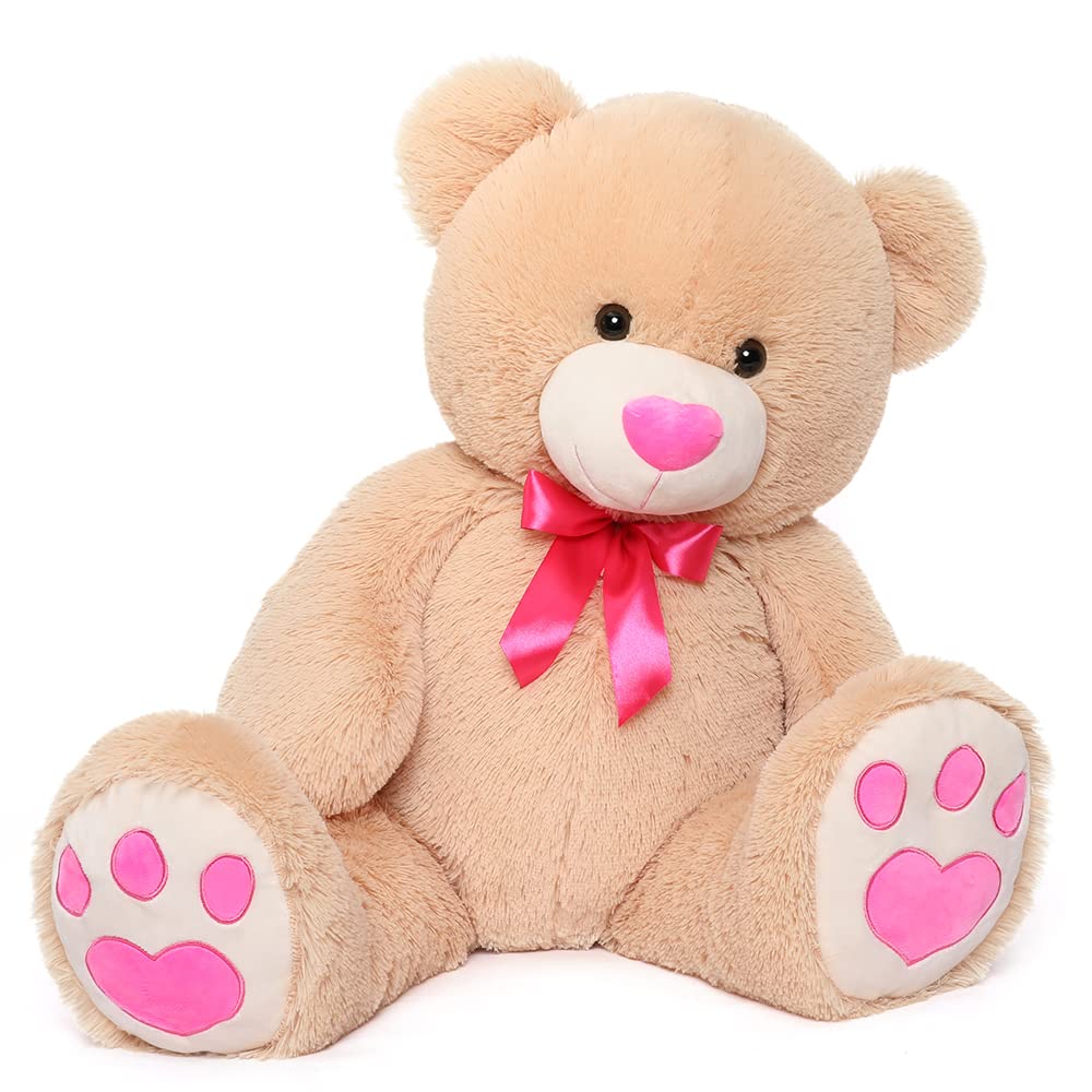 Tezituor 36 Inch Giant Teddy Bear Stuffed Animal - Soft Tan Plush Toy for Girlfriend, Boyfriend, Kids | Perfect Valentine's Day, Birthday & Baby Shower Gift | Cuddly Companion for Bedroom Decor, Nursery & Romantic Surprises