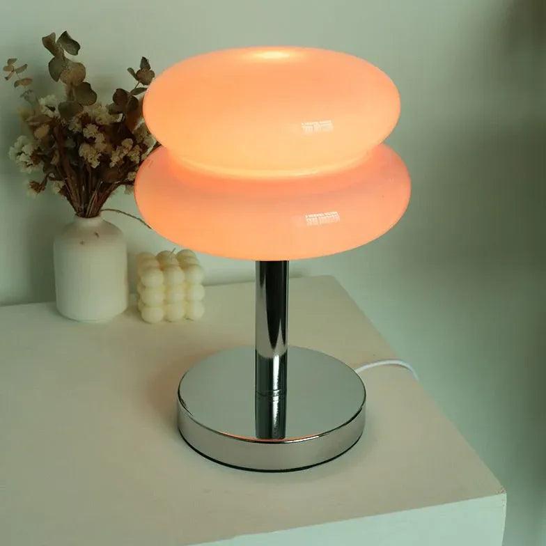 Modern Two-Layer Round Table Lamp with Sturdy Metal Base - Perfect for Living Room, Bedroom, or Office Lighting