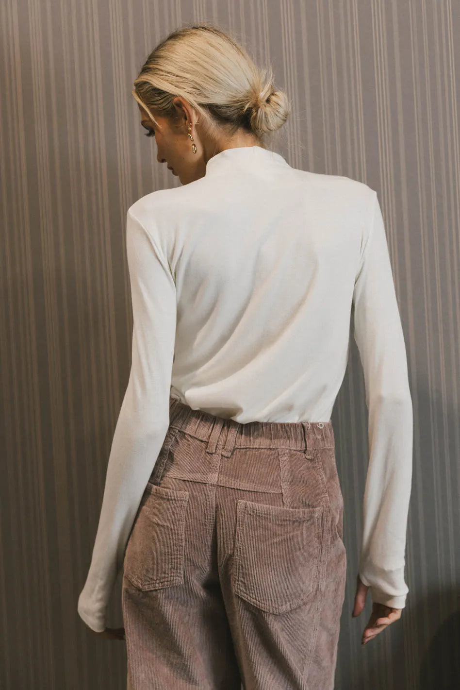 Alani Mock Neck Top in Ivory - Elegant Women's Blouse for Work, Date Night & Casual Wear | Soft & Comfortable Fabric