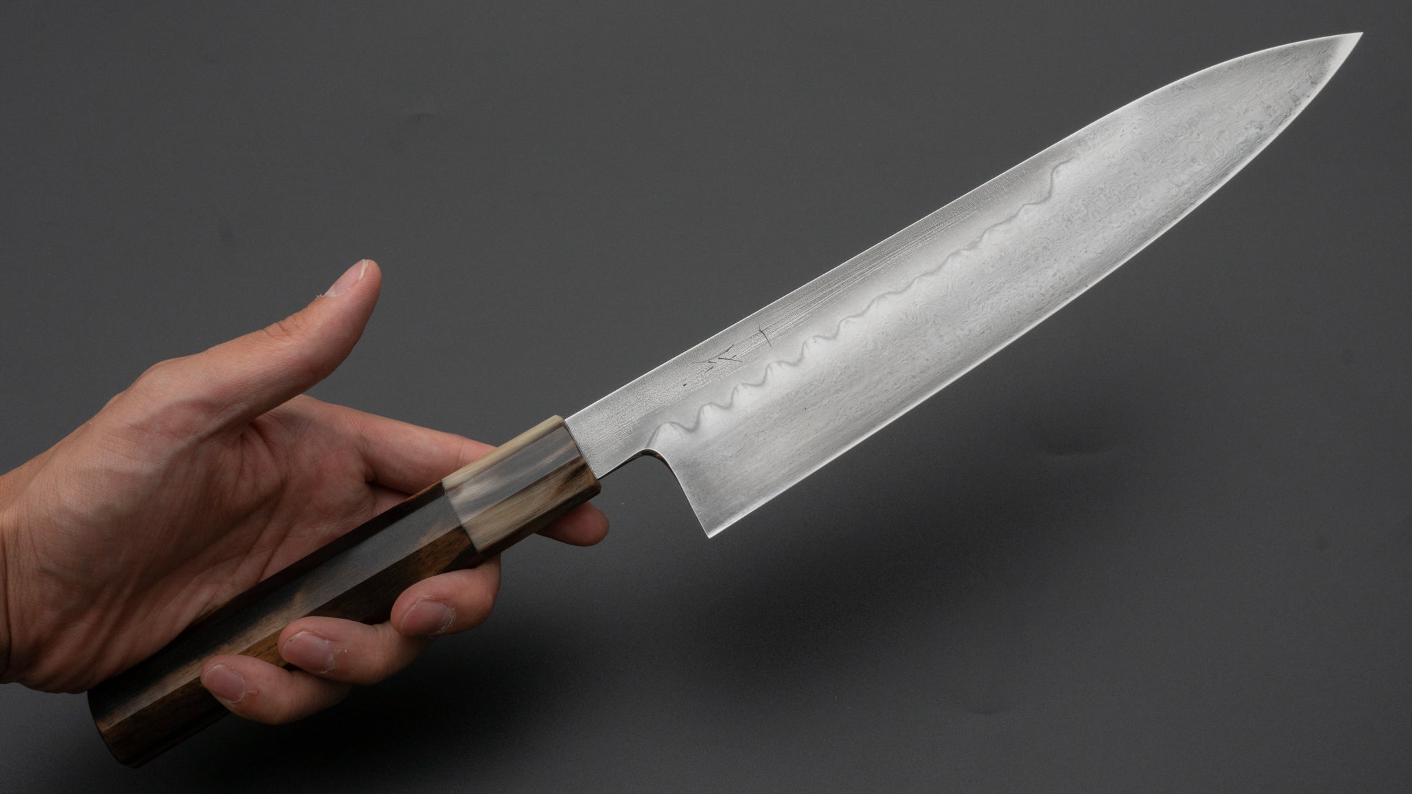Hitohira Togashi Yohei White #1 Mizu Honyaki Gyuto 240mm Japanese Chef Knife with Kurokaki Persimmon Handle & Saya (#005) - Premium Kitchen Knife for Professional Chefs & Home Cooking, Sushi, Meat Cutting