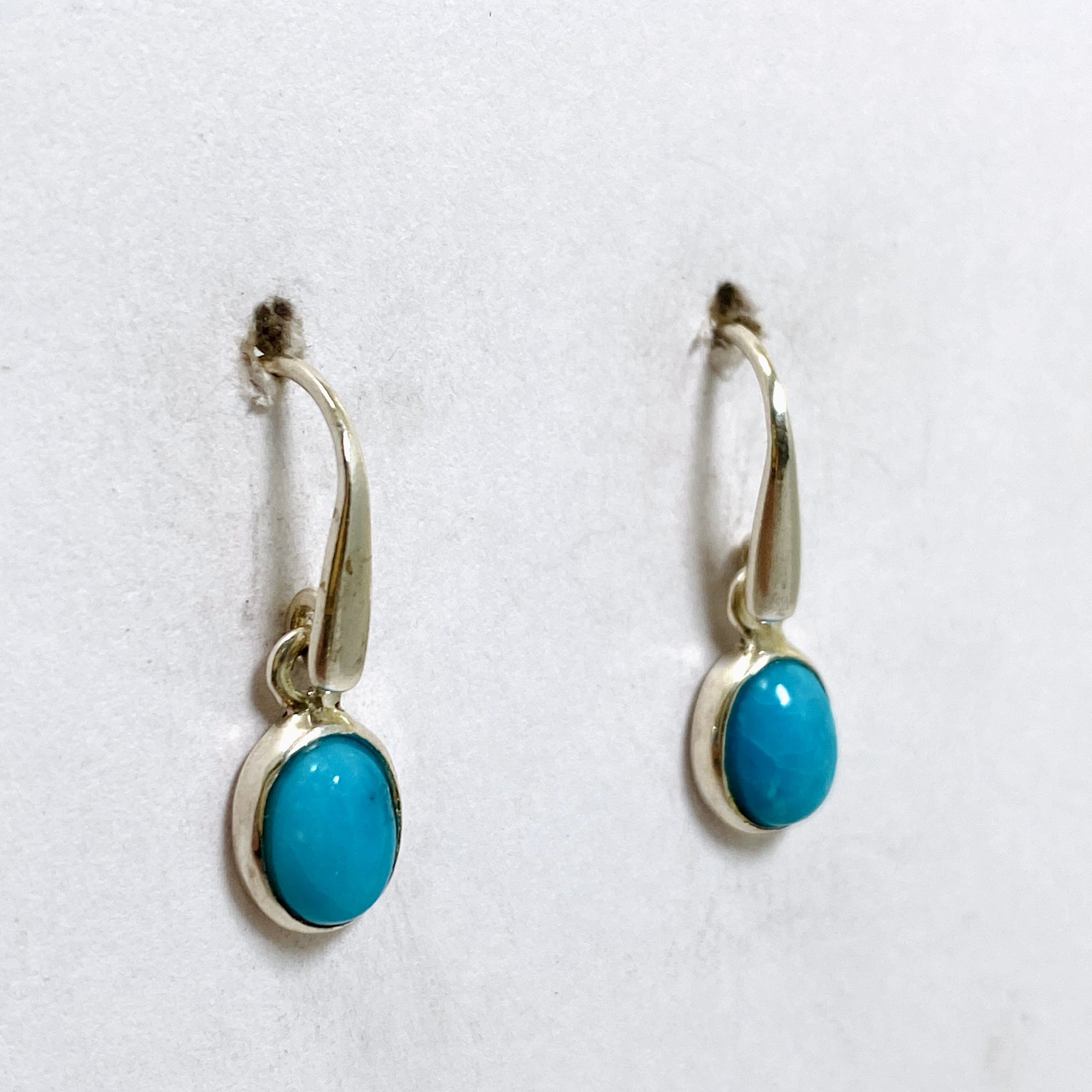 Arizona Turquoise Oval Cabochon Earrings for Women - Handmade Sterling Silver Dangle Earrings - Perfect for Boho, Western & Native American Jewelry Collections - Great for Parties, Weddings & Special Occasions