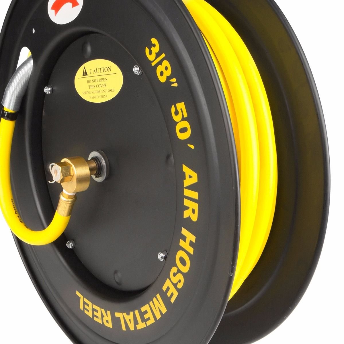 XtremepowerUS Auto-Rewind Retractable 50-Ft x 3/8-Inch Air Hose Reel with Heavy Duty Rubber Hose - Perfect for Garage, Workshop, and Industrial Air Compressor Use