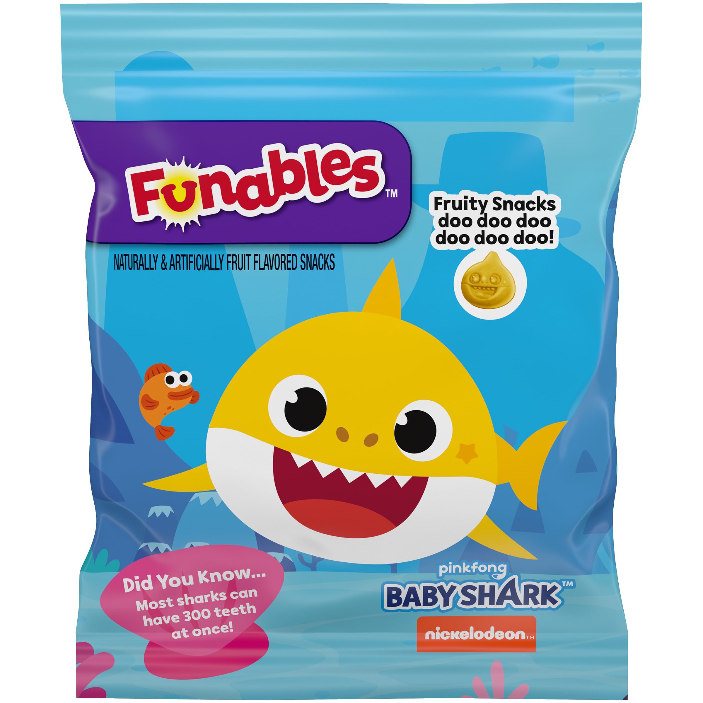 **Funables Baby Shark Assorted Fruit Flavored Snacks - 0.8 oz (10 Count) - Healthy Kids Snacks for Lunchboxes, School, and On-the-Go**