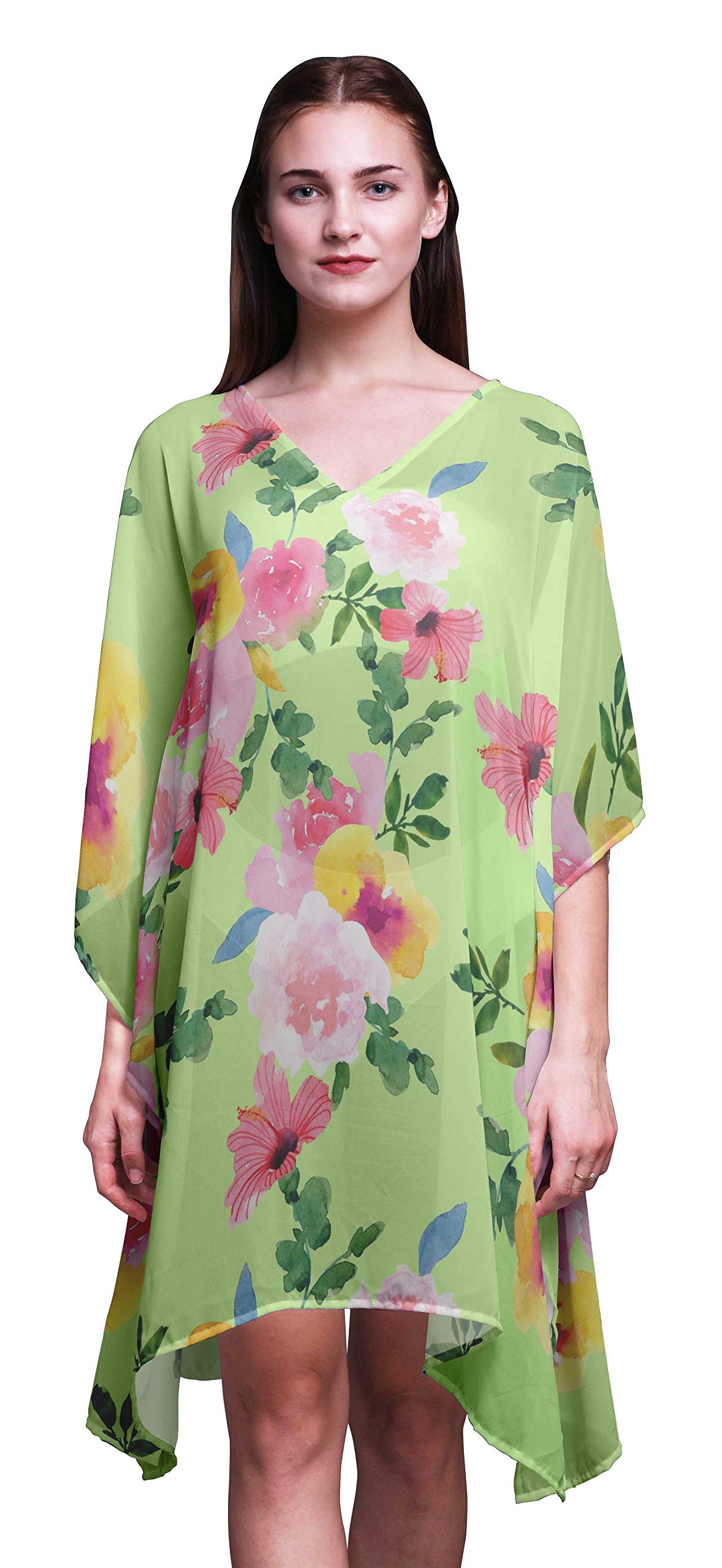 Bimba Short Caftan Midi Dress - Women's Beach Cover Up Swimwear Kaftan for Pool, Vacation & Summer Outfits