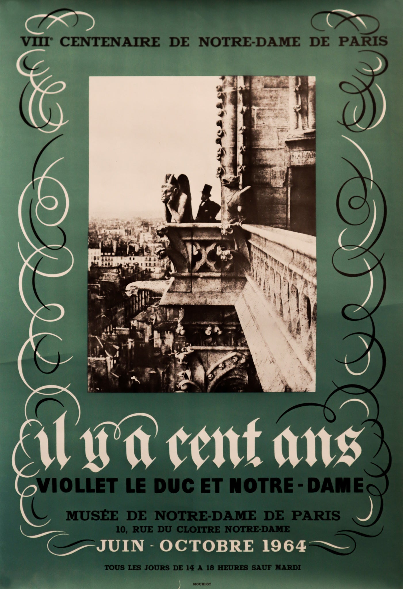 1964 French Exhibition Poster - Il y a cent ans: Viollet le Duc et Notre Dame at Musée de Notre Dame de Paris | Vintage Paris Art Print for Home Decor & Office Wall Art