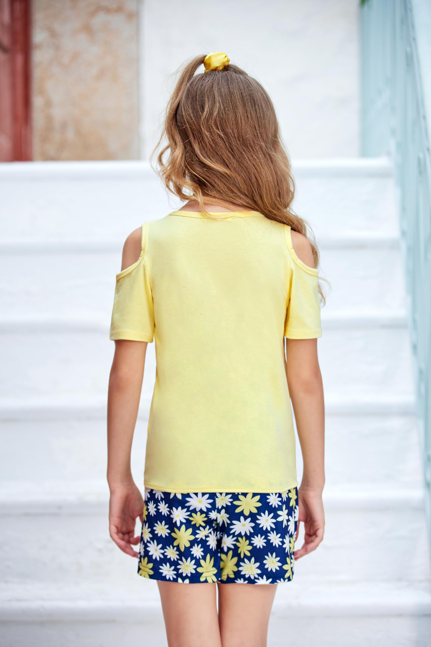 Arshiner Girls 2-Piece Short Sets - Cute Short Sleeve Tie Knot T-Shirt & Casual Pocket Shorts Outfit | Summer Playdates, Beach Vacations, School Activities