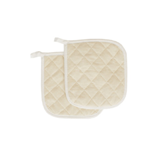 Premium Terry Cloth Pot Holders Set of 2 - 8 x 8 Inches Heat Resistant Kitchen Mitts for Cooking, Baking & Grilling - Beige Oven Gloves for Hot Pans, Dishes & Cookware - Ideal for Home Kitchen & BBQ Use