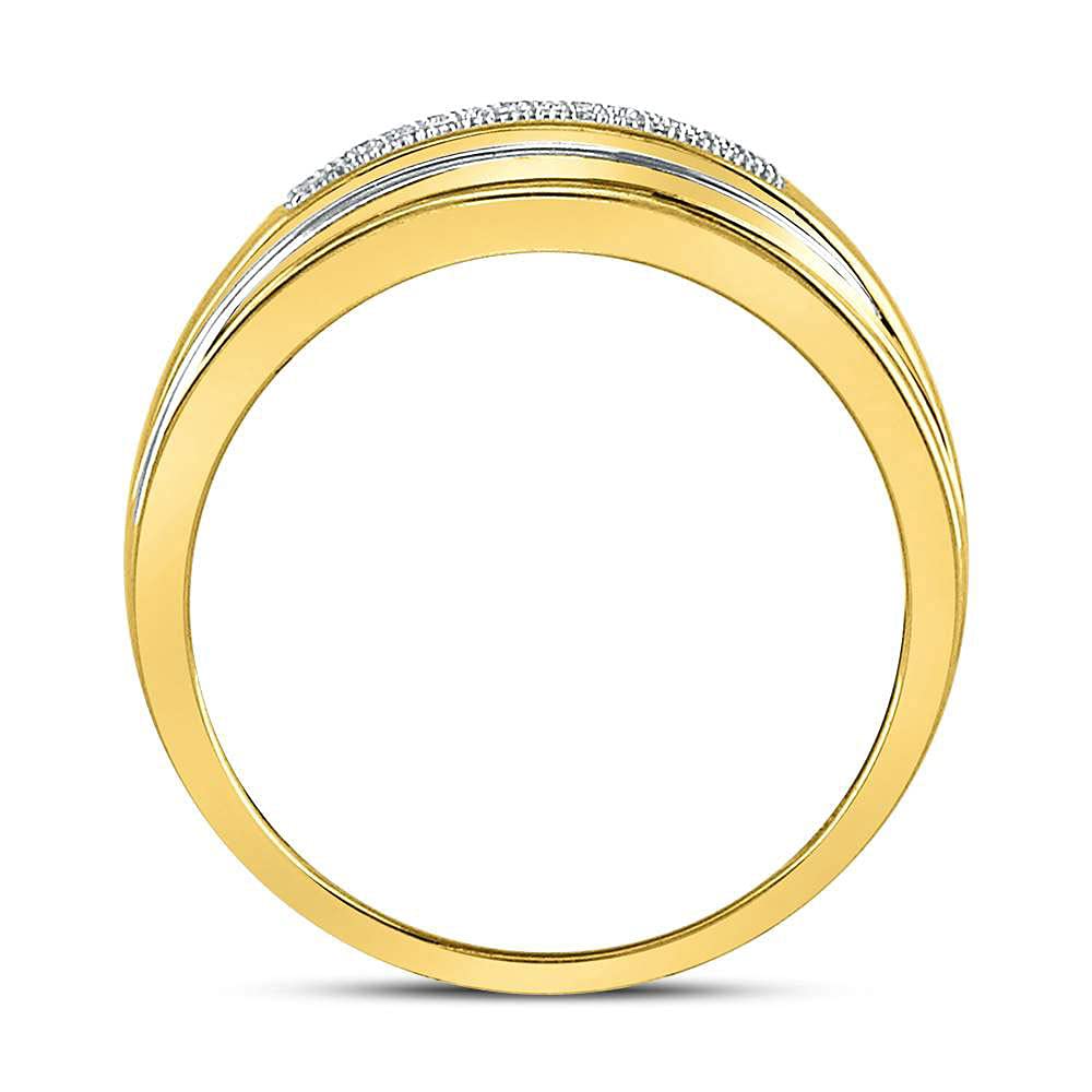 10kt Two-Tone Gold Men's Round Diamond Wedding Band Ring - 1/8 Cttw, Classic Comfort Fit Design for Engagement, Anniversary & Special Occasions