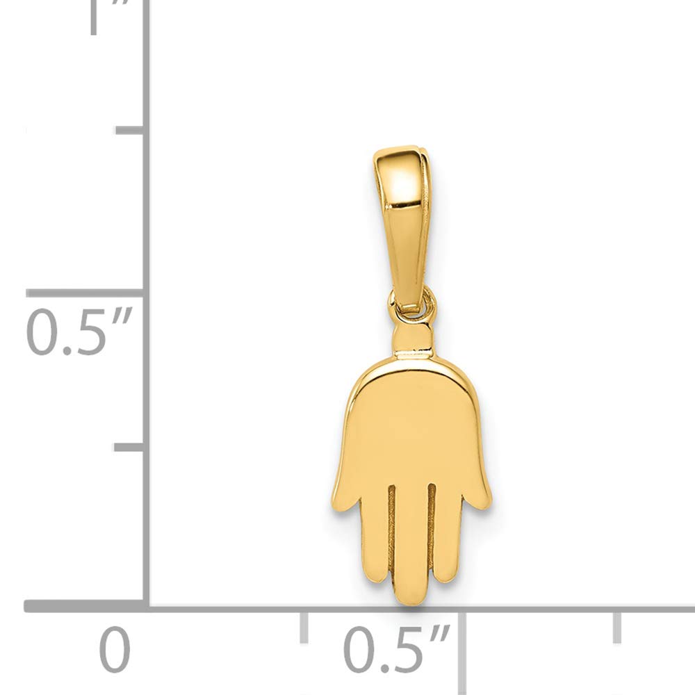 14K Yellow Gold Solid Hamsa Charm Pendant - Small Hand of Fatima Jewelry for Necklace - Spiritual Protection Amulet for Women & Men - Perfect for Everyday Wear, Gifts & Blessings