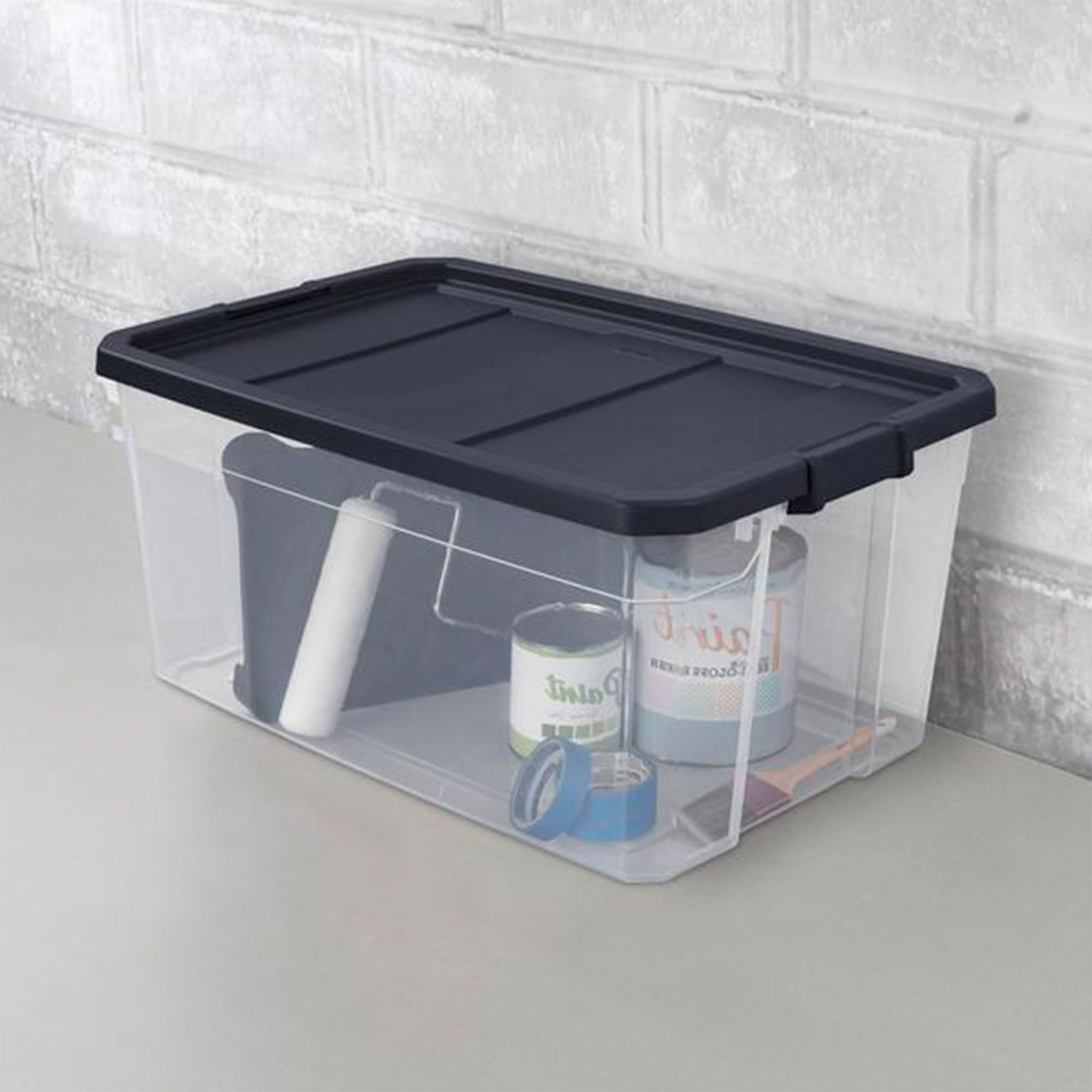 Sterilite 4-Pack 116 Qt Stackable Storage Containers with Secure Latching Lids, Gray - Perfect for Home Organization, Garage Storage & Moving Supplies