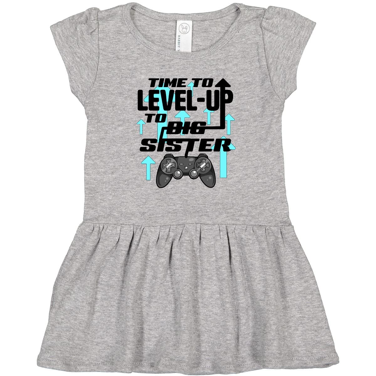 Inktastic Time to Level Up to Big Sister - Video Games Toddler Dress for Girls | Cute Gamer Outfit for Siblings & Family Events