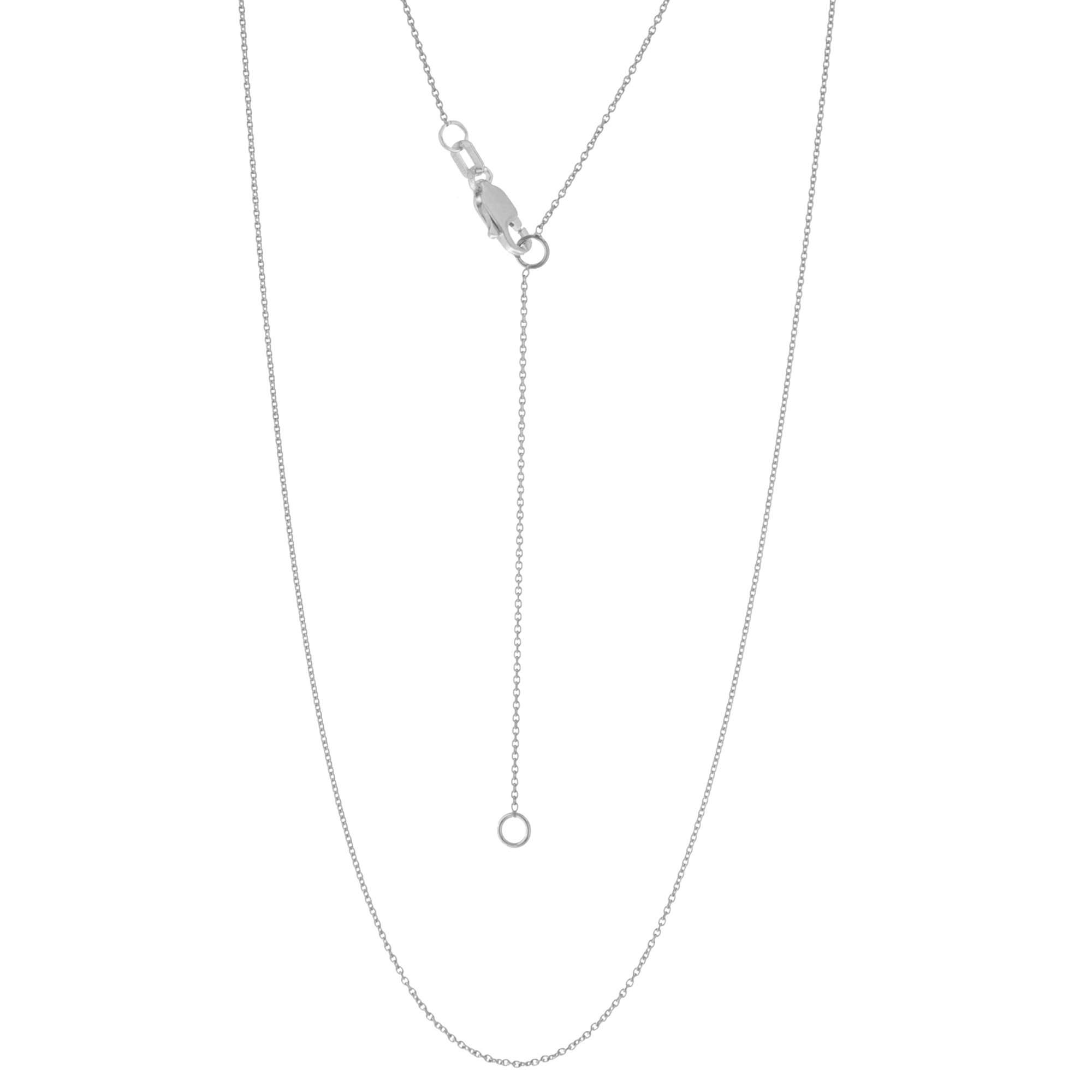 14K White Gold Cable Chain Necklace 0.90mm Thin Adjustable Length 16-18 Inch, Dainty Layering Jewelry for Women, Perfect for Everyday Wear & Gift Giving