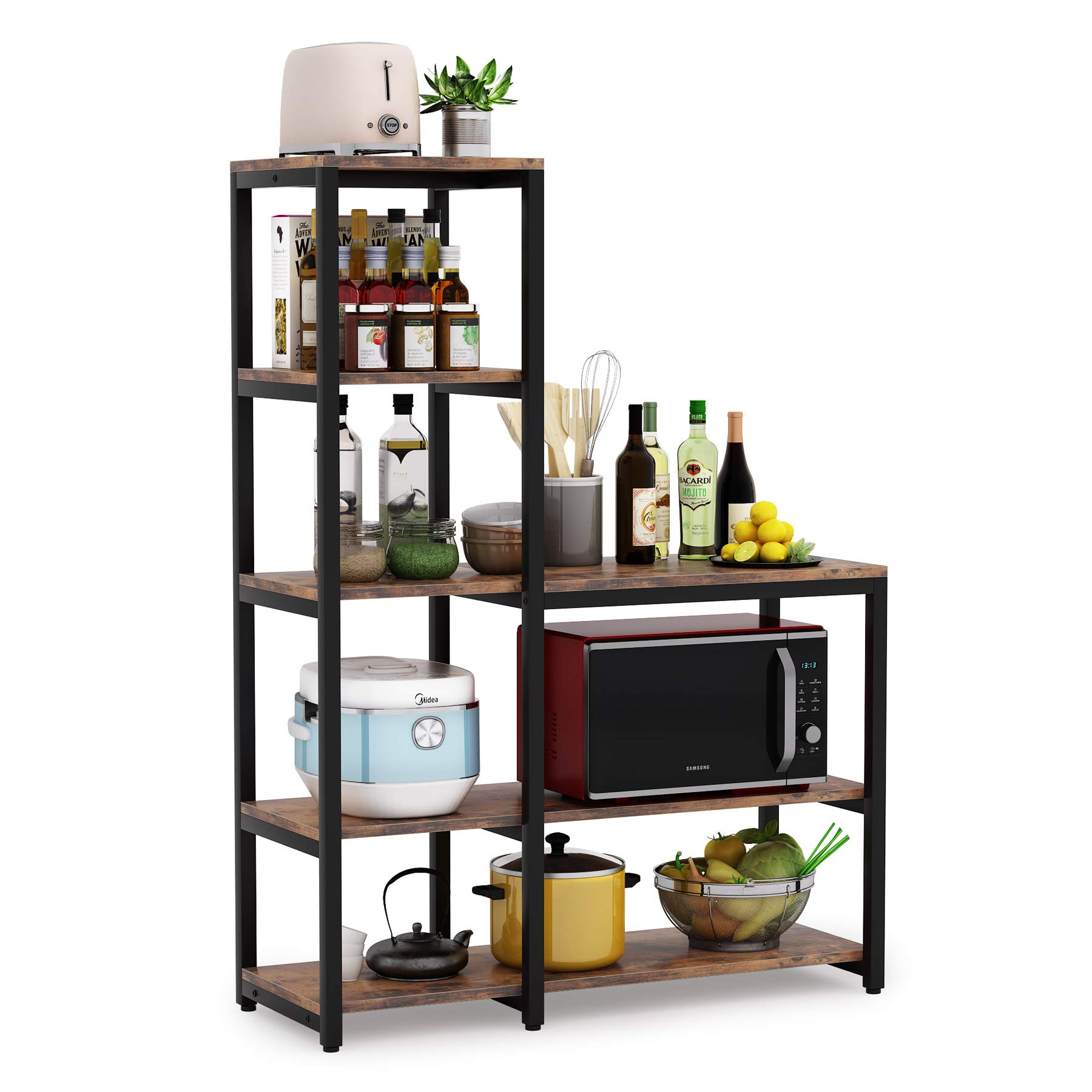 Tribesigns 5-Tier Kitchen Bakers Rack with Utility Storage Shelf - Freestanding Microwave Stand, Spice Organizer for Pantry, Countertop & Small Space Kitchen Storage Solution