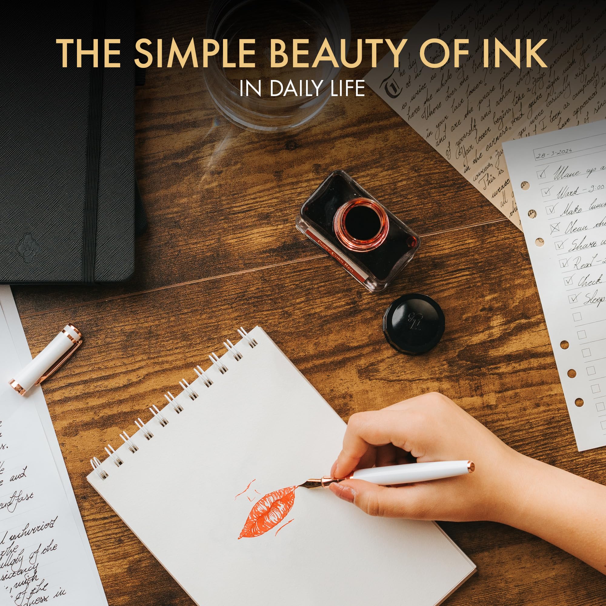 Premium Luxury Wordsworth & Black Fountain Pen Ink Bottle (50ml) - Poppy Corn Red, Smooth Flow for Elegant Writing | Ideal for Calligraphy, Journaling & Professional Use