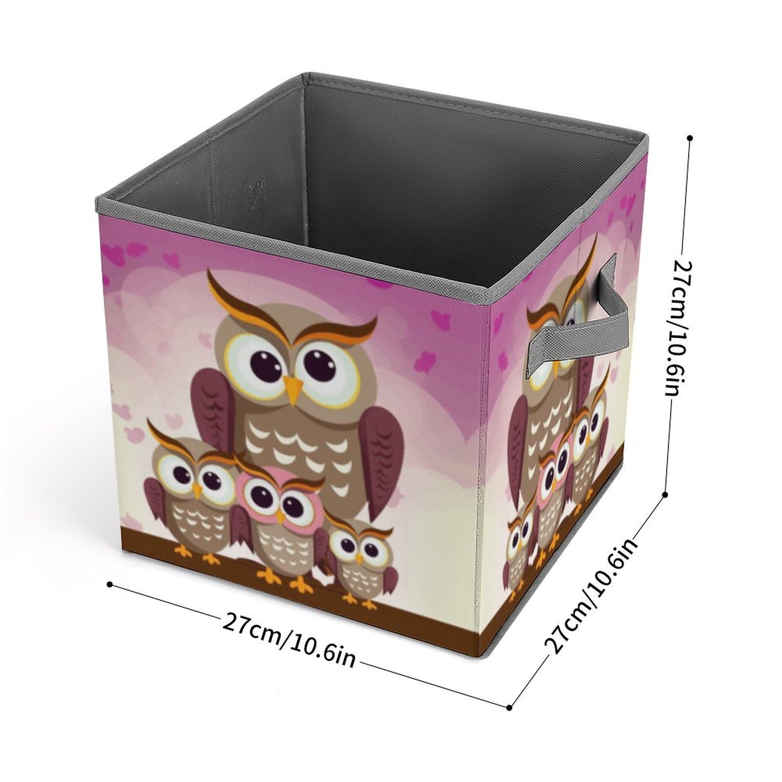 Foldable Owl Family Storage Cubes with Handles - Closet Organizer Bins for Clothes, Cabinet & Shelf Organization - Perfect for Kids' Room, Nursery, and Home Storage Solutions
