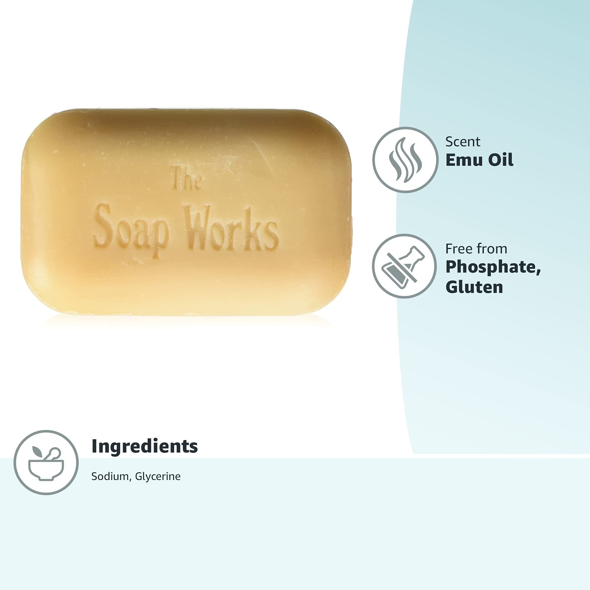 Soap Works Emu Oil Soap Bar 110G - Natural Moisturizing & Hydrating Bar Soap for Dry & Sensitive Skin - Perfect for Shower, Bath & Travel