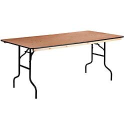Flash Furniture 6-Foot Rectangular Wood Folding Banquet Table with Clear Coated Top | Durable & Portable | Perfect for Events, Parties, Catering & Home Use