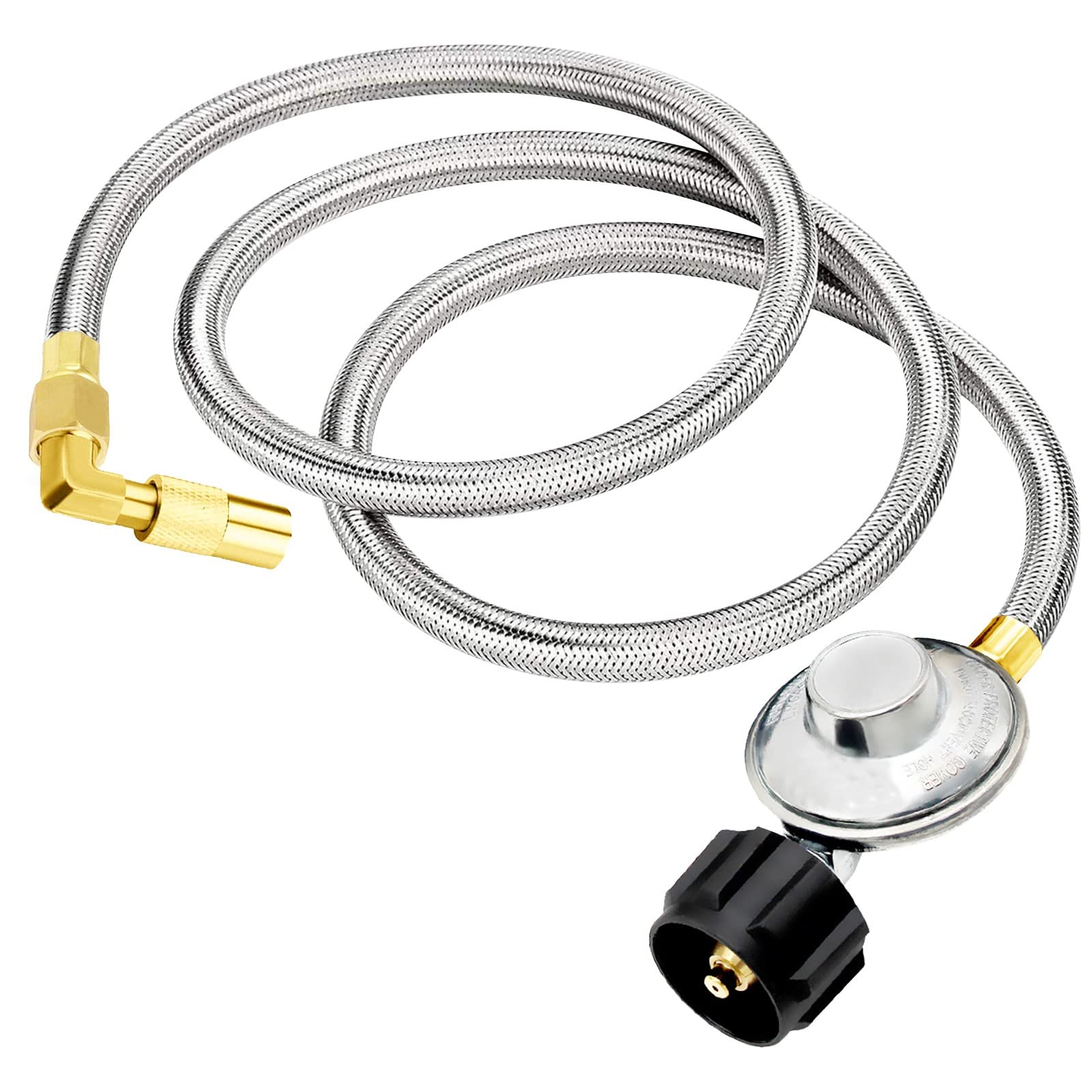 6FT Stainless Steel Braided Propane Hose with Regulator Adapter for Blackstone 17