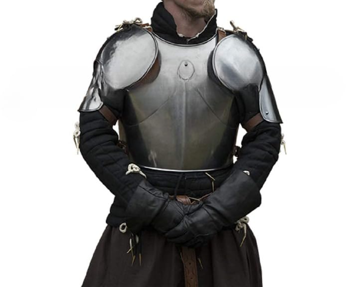 Medieval LARP Armor - Steel Breastplate Cuirass with Pauldrons for Cosplay, Renaissance Fairs & Halloween Costumes | Durable Fantasy Armor for Role Playing & Historical Reenactments