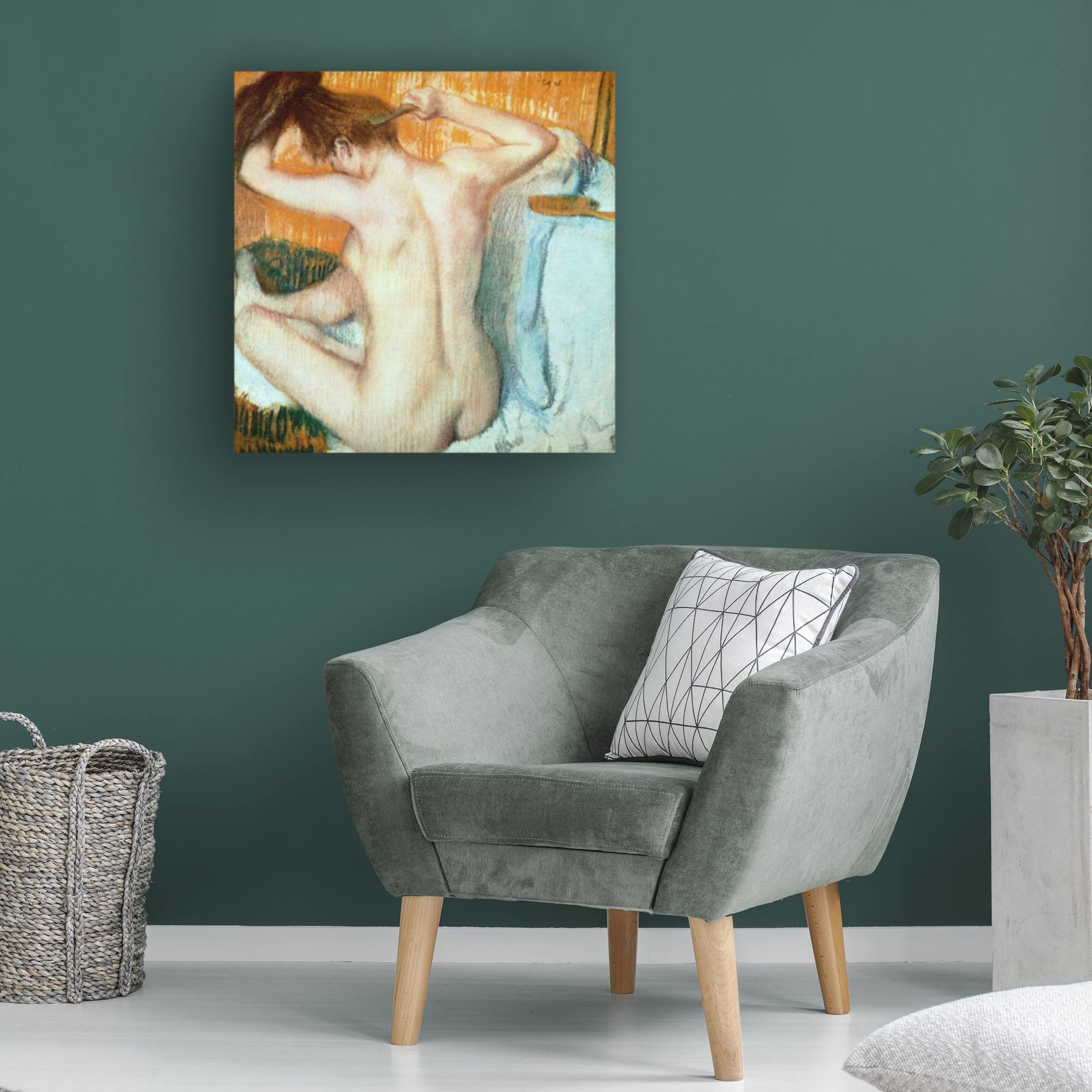 Edgar Degas 'Woman Combing Her Hair' Canvas Wall Art Print - Famous Impressionist Painting Reproduction for Home & Office Decor