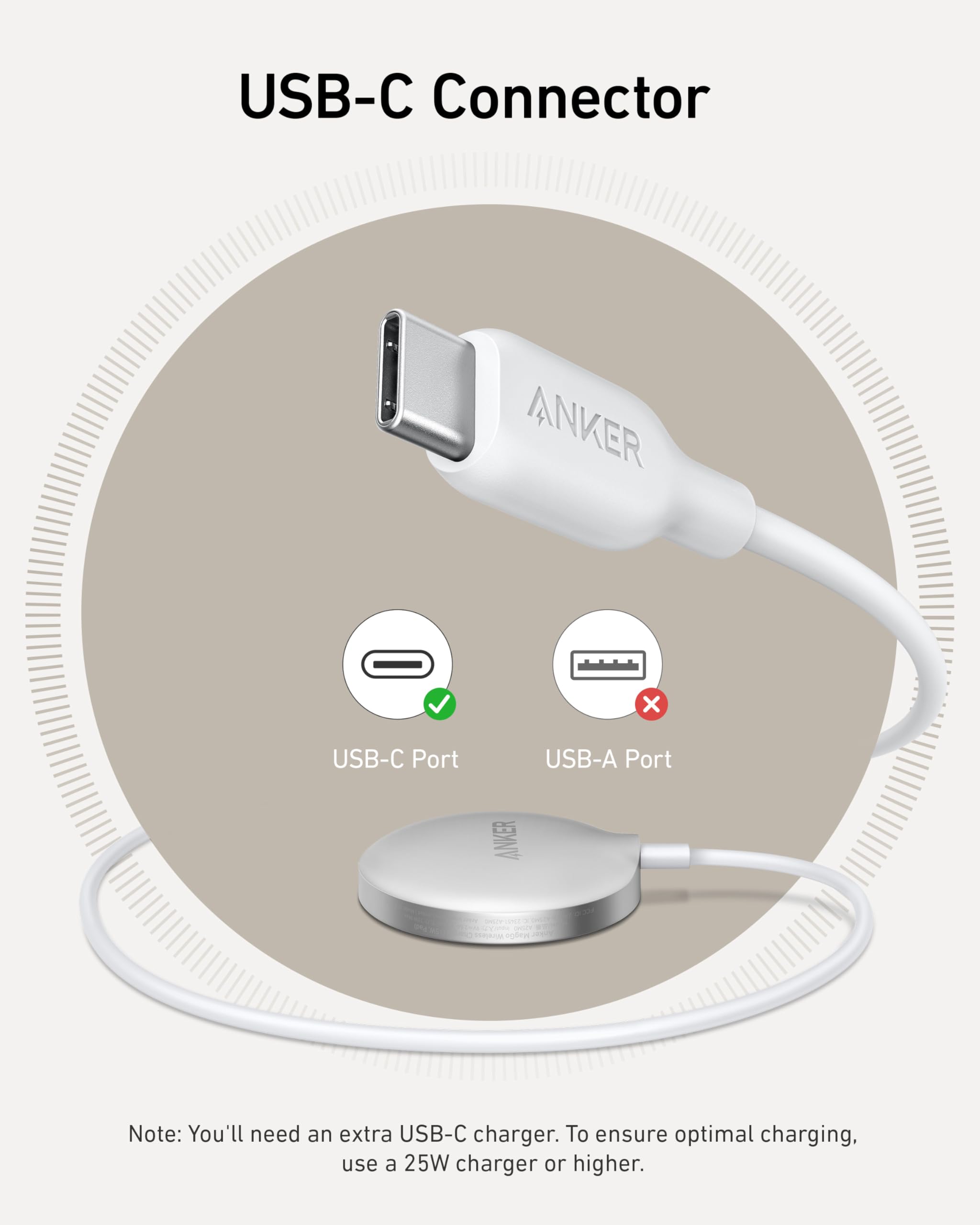 Anker MagGo Qi2 Certified 15W Wireless Charging Pad - MagSafe Compatible for iPhone 16/15/14/13/12 Series (Includes USB-C Charger, White) | Fast Wireless Charger for Home, Office & Travel