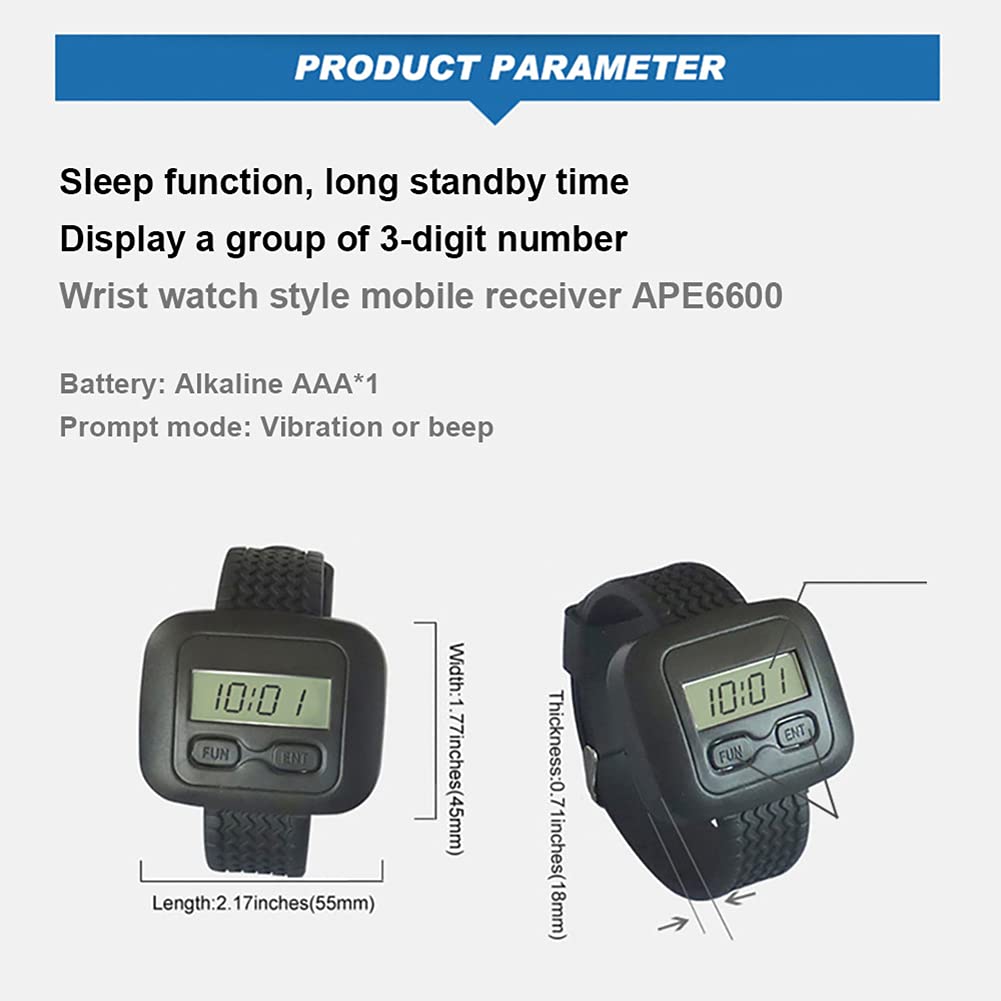 SINGCALL Wireless Restaurant Paging System - 5 Watches & 1 Call Button - Kitchen to Waiter Alert Device for Food Pickup - Ideal for Restaurants, Cafes & Catering Services