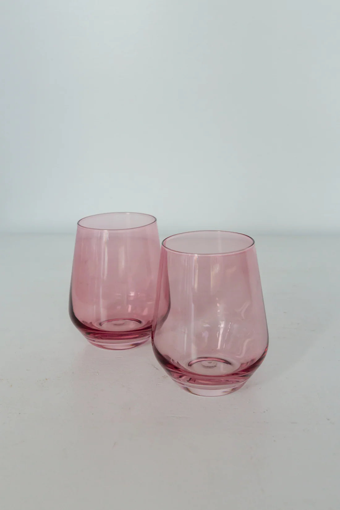 Estelle Colored Glass Stemless Wine Glasses Set of 2 - Elegant Tumblers for Red Wine, White Wine, Cocktails & Beverages - Perfect for Dinner Parties, Weddings & Home Entertaining
