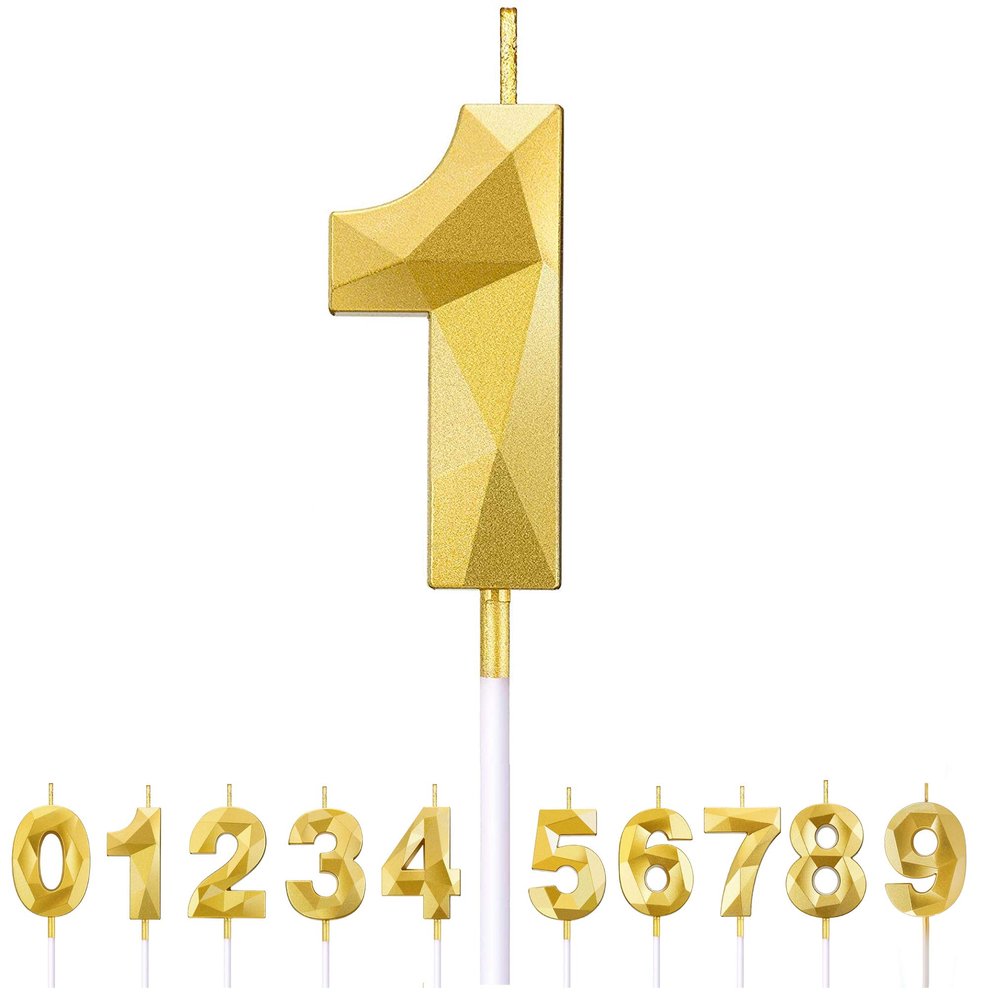Glitter Number Birthday Candles - 3D Diamond Cake Topper for Party Decor