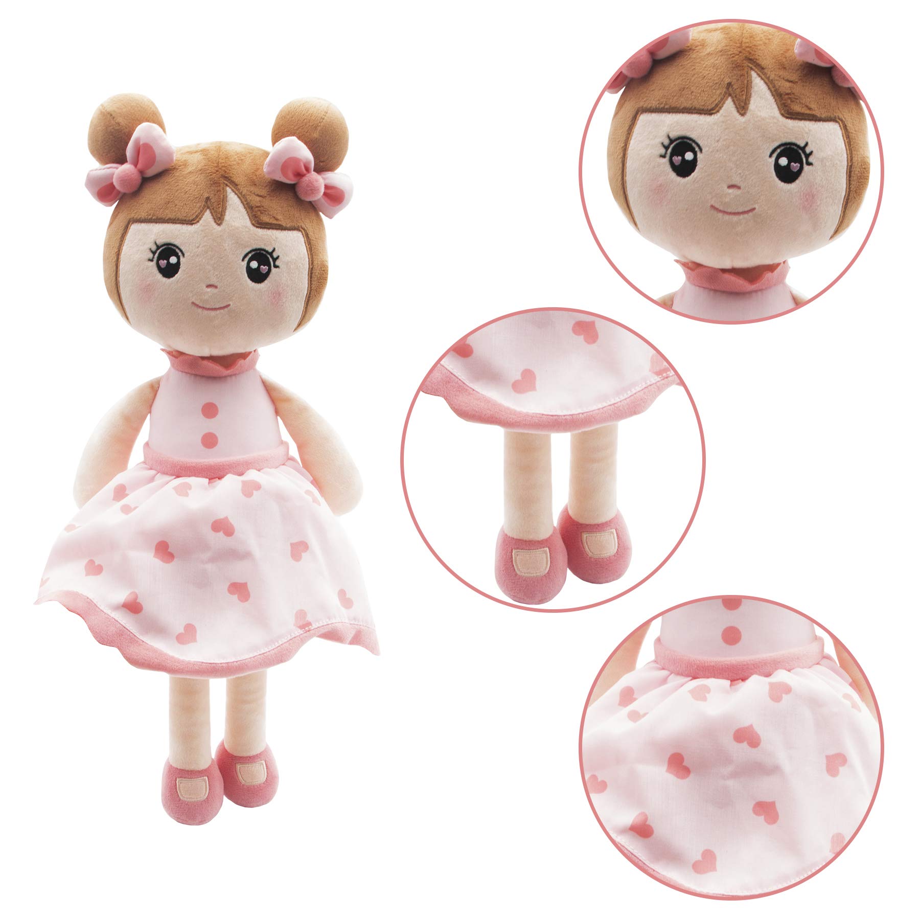 Maxshop 17'' Super Soft Plush Doll - Cute Baby Girl Stuffed Animal Toy with Gift Box (Pink) | Perfect Birthday Gift, Nursery Decor & Cuddly Companion