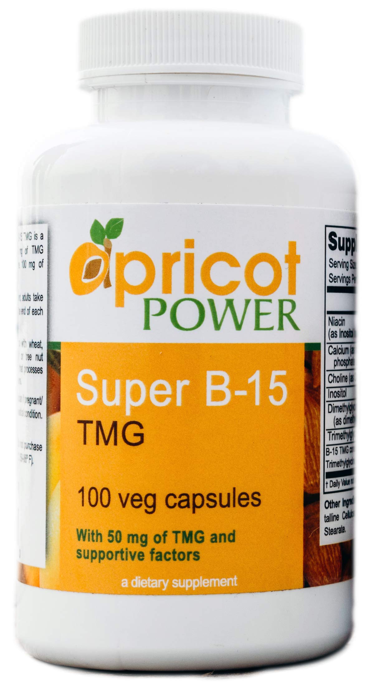 Apricot Power Super B-15 Non-Toxic Pangamic Acid Supplement - 100 Vegan Capsules for Oxygen Support & Natural Energy Boost - Ideal for Athletes & Active Lifestyles
