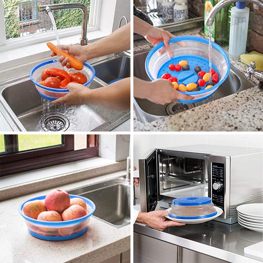Collapsible Microwave Cover - BPA-Free Non-Toxic Food Splatter Guard with Easy Grip Handle for Fruits, Vegetables & Cooking | Perfect for Meal Prep, Reheating & Microwave Safety