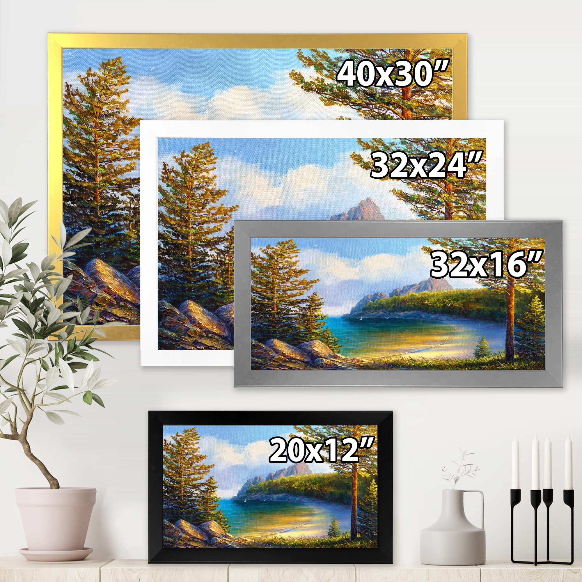 DesignQ Morning Sun By The Wild Beach Nautical Coastal Framed Wall Art - Ocean Themed Home Decor for Living Room, Bedroom & Office