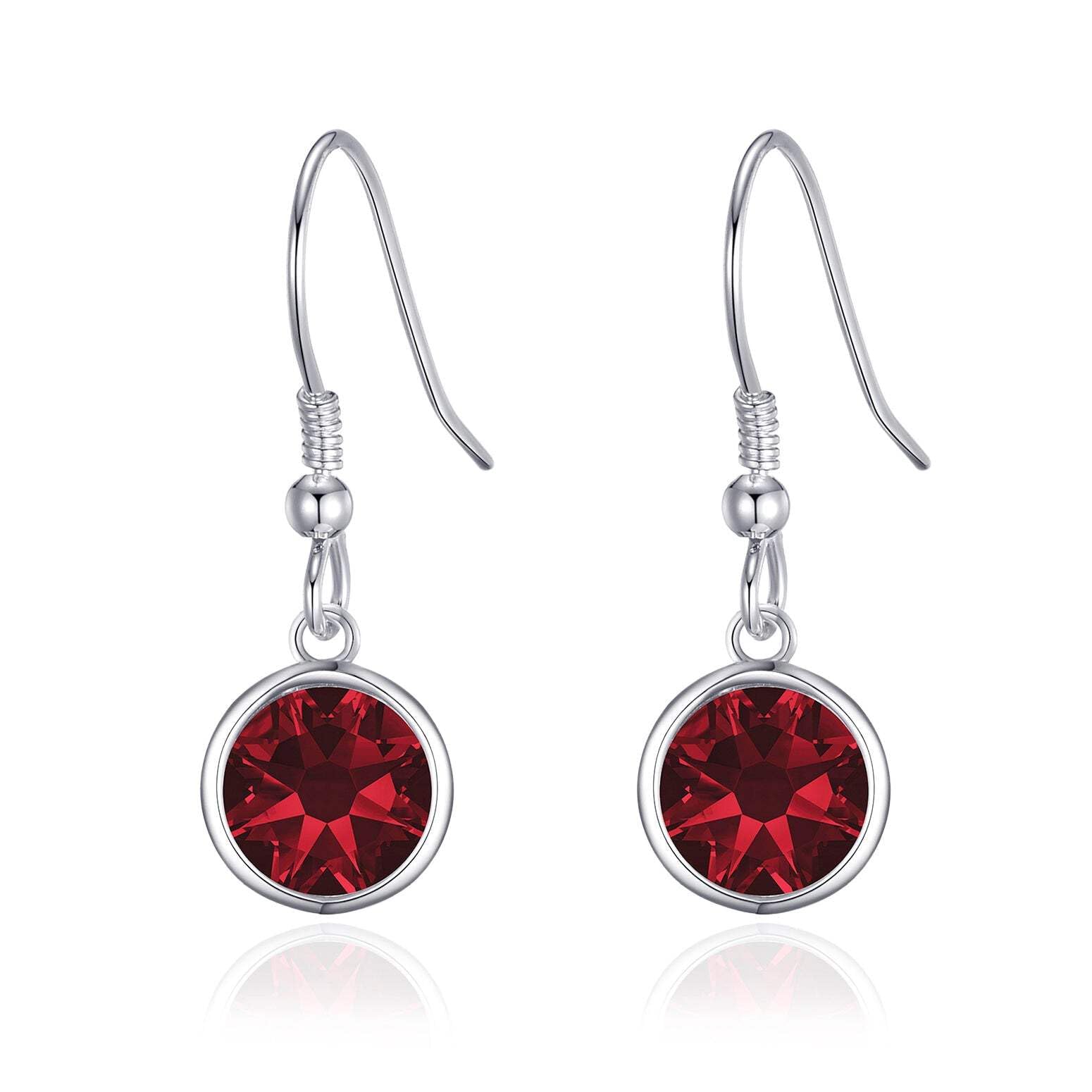 Garnet Zirconia Drop Earrings - January Birthstone Jewelry for Women