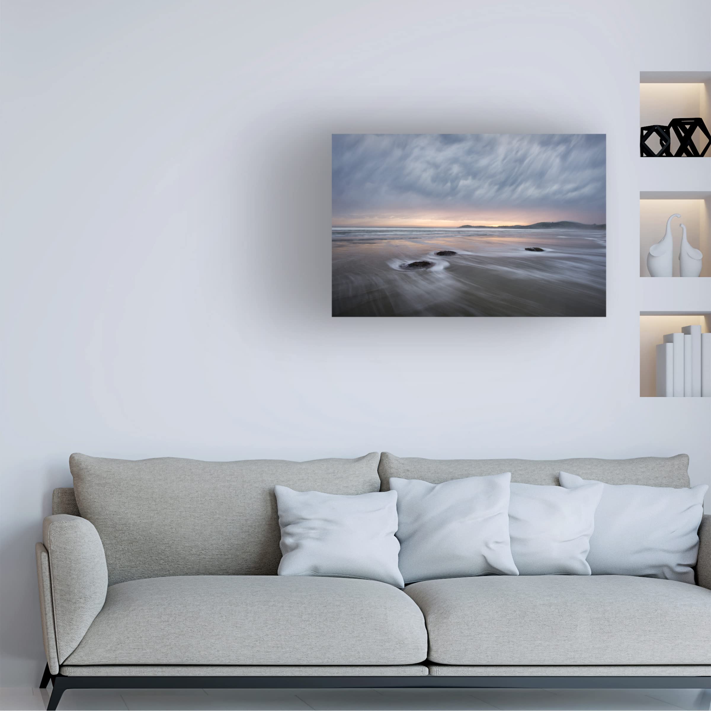 Windy Dawn At Koekohe Beach Canvas Wall Art Print by Shenshen Dou - Stunning Ocean Sunrise Landscape Painting for Living Room, Bedroom & Office Decor