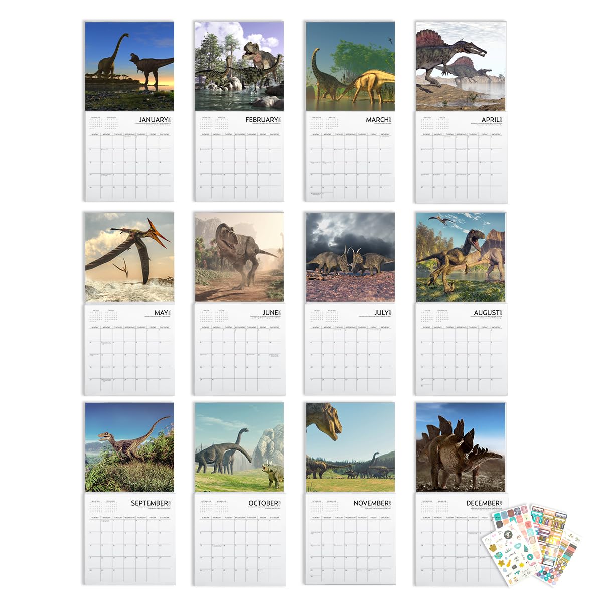 2025 Dinosaur Wall Calendar - Large 12