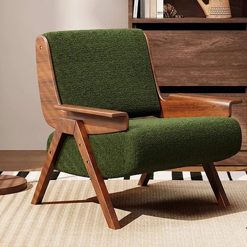 Modern Abstract Striped Solid Color Black Olive Green Armchair with Fixed Back and Arms - Stylish Living Room Chair for Home Office Lounge Reading Nook