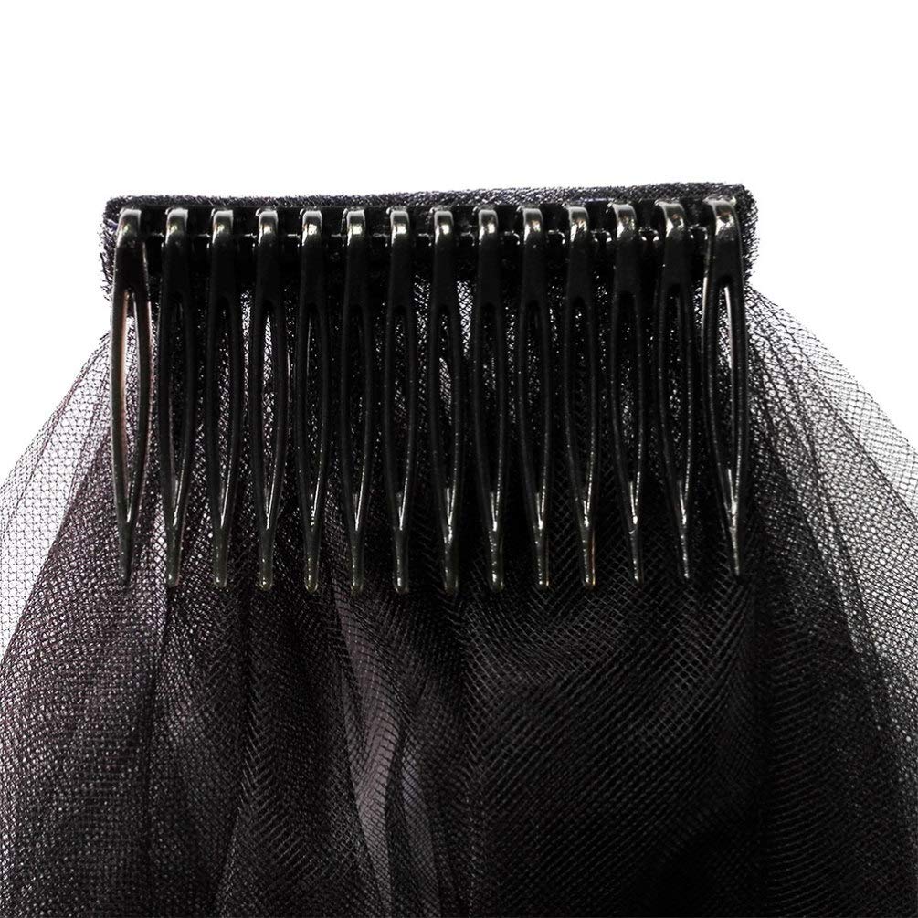 Gothic Cathedral Wedding Veil with Black Lace & Ribbon Border - Elegant Bridal Accessory for Halloween Costume, Studio Decor & Wedding Photography