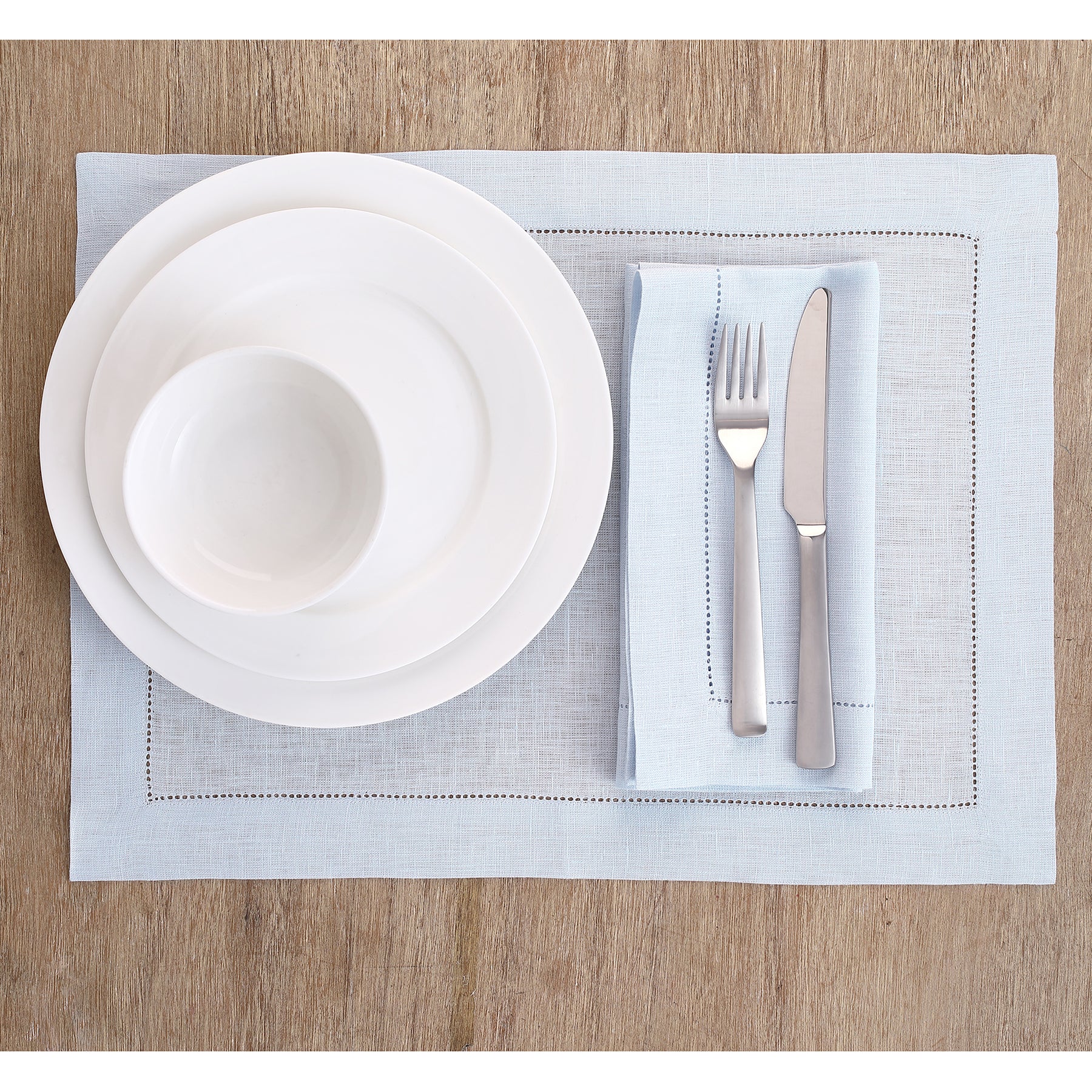 Elegant Classic Hemstitch Placemats Set of 4 - Premium Linen Table Mats for Dining Room Decor, Wedding & Holiday Table Setting - Perfect for Formal Dinner Parties & Home Decor
