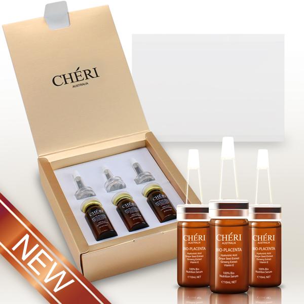 Cheri Whitening Anti-Aging Serum with HA & Placenta - 10ml x 3 Bottles Set - Brighten Skin & Reduce Wrinkles for Day & Night Skincare Routine