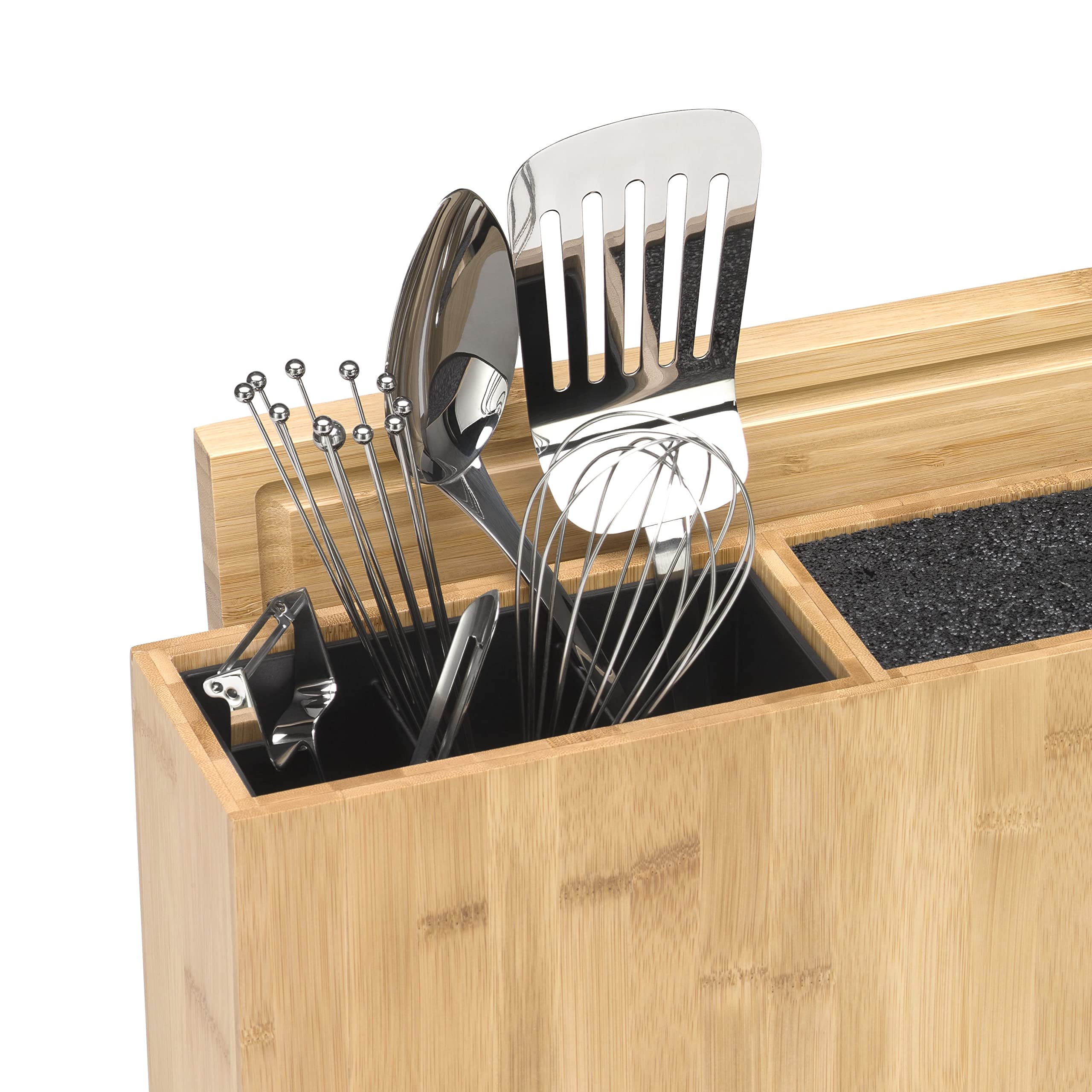 WMF 3-in-1 Knife Block Set with Utensil Holder & Cutting Board - Bamboo Wood Storage for 3-4 Knives, Kitchen Tool Organizer - Perfect for Countertop Organization & Cooking Prep