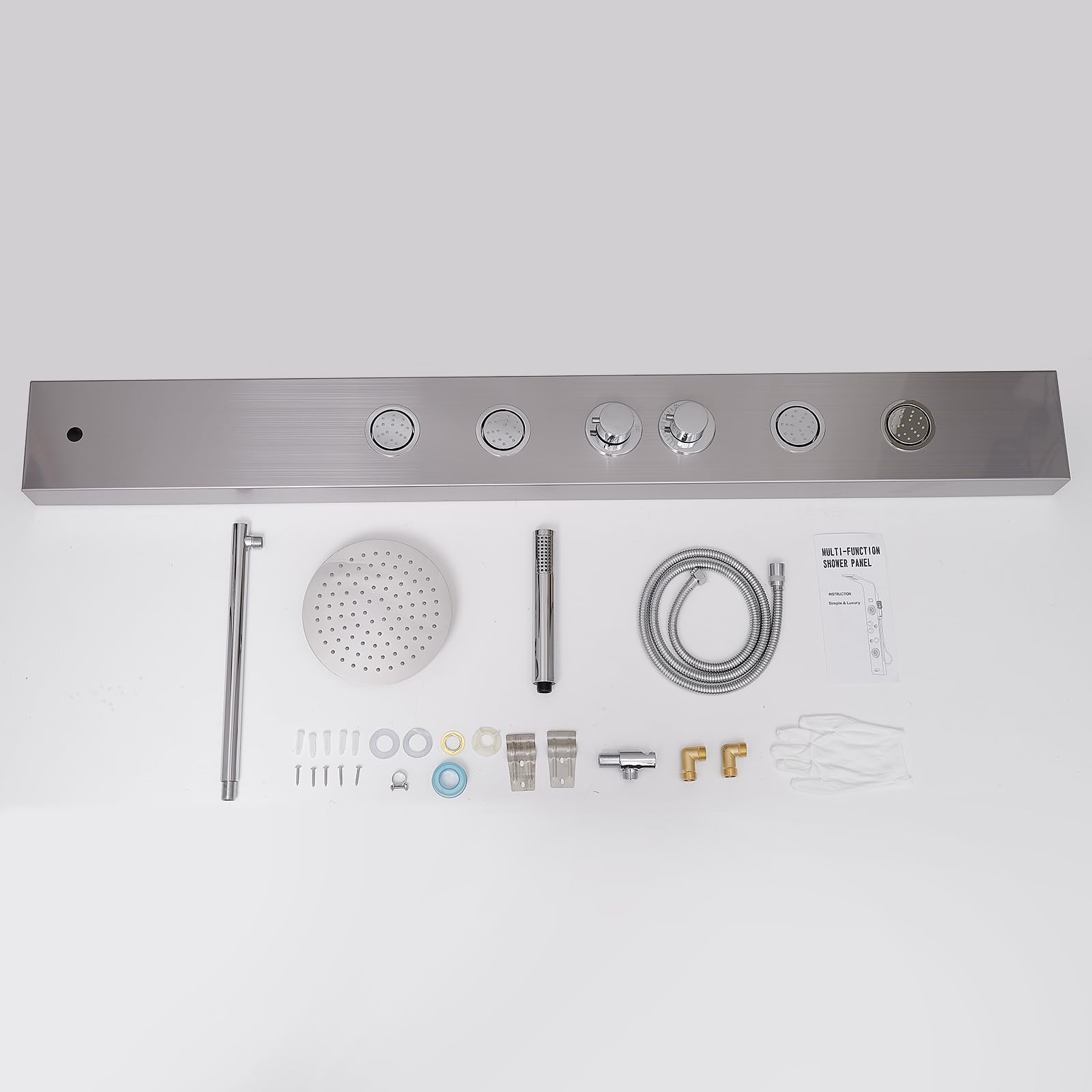 Premium Stainless Steel Shower Panel Tower System with 4 Adjustable Body Jets & 8