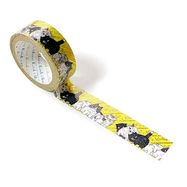 Cat Meeting Neko Washi Tape - Japanese Decorative Paper Tape for Scrapbooking, Journaling & DIY Crafts - Perfect for Bullet Journals, Gift Wrapping & Home Decor