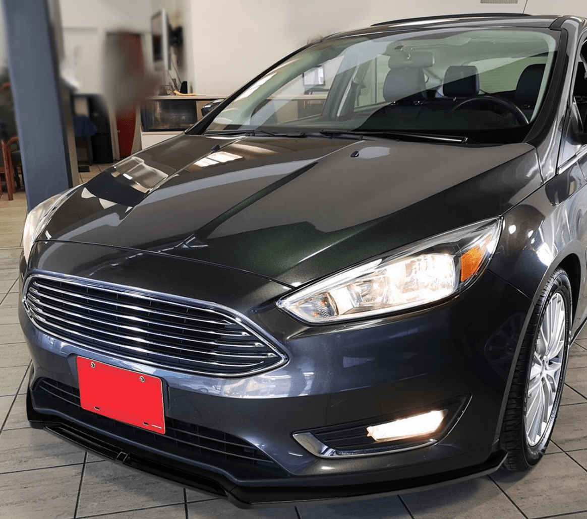 2015-2018 Ford Focus Front Bumper Lip - 3PC Glossy Black Polyurethane Splitter for Enhanced Aerodynamics | Perfect for Street Racing & Car Shows