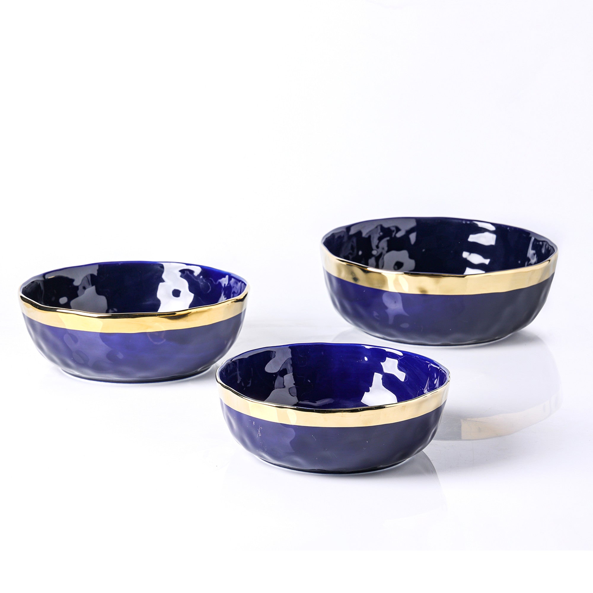 Florian Porcelain Dinner Bowl Set - 6-Piece Blue Ceramic Bowls for Soup, Salad & Dessert | Elegant Tableware for Home Dining & Entertaining